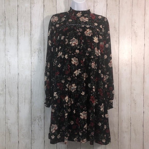 Ophelia Roe High Neck Mock Floral Dress Small - Picture 1 of 14